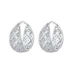 925 Sterling Silver White Gold Plated Pave Setting CZ Earrings 13*6mm for Women