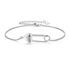 925 Sterling Silver Bracelet with CZ Pendant - 160mm Length and 8x26mm Pendant Size for Women