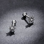 925 Sterling Silver Earrings with Pavé Setting and Oxidized Finish