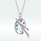 925 Sterling Silver Adjustable Pendant Necklace with CZ in Platinum Finish