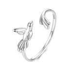 925 Sterling Silver Oxidized Silver Bird Ring for Women - 0.14cm Width, 0.7cm Bird Size