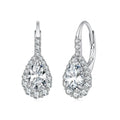 925 Sterling Silver White Gold Plated 1ct Moissanite 1.9x0.8cm Pavé CZ Drop Earrings for Women