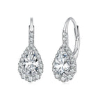 925 Sterling Silver White Gold Plated 1ct Moissanite 1.9x0.8cm Pavé CZ Drop Earrings for Women