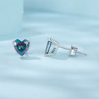 925 Sterling Silver Earrings 7mm Width with Transparent Glass for Women