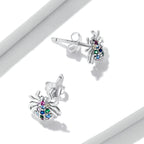 925 Sterling Silver Earrings with Pavé Setting CZ, Oxidized Silver, 0.7*0.8 cm for Women