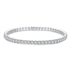 925 Sterling Silver White Gold Plated 16cm Stretchable CZ Bracelet for Women