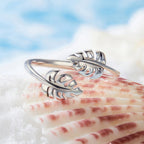 925 Sterling Silver Oxidized Leaf Ring for Women