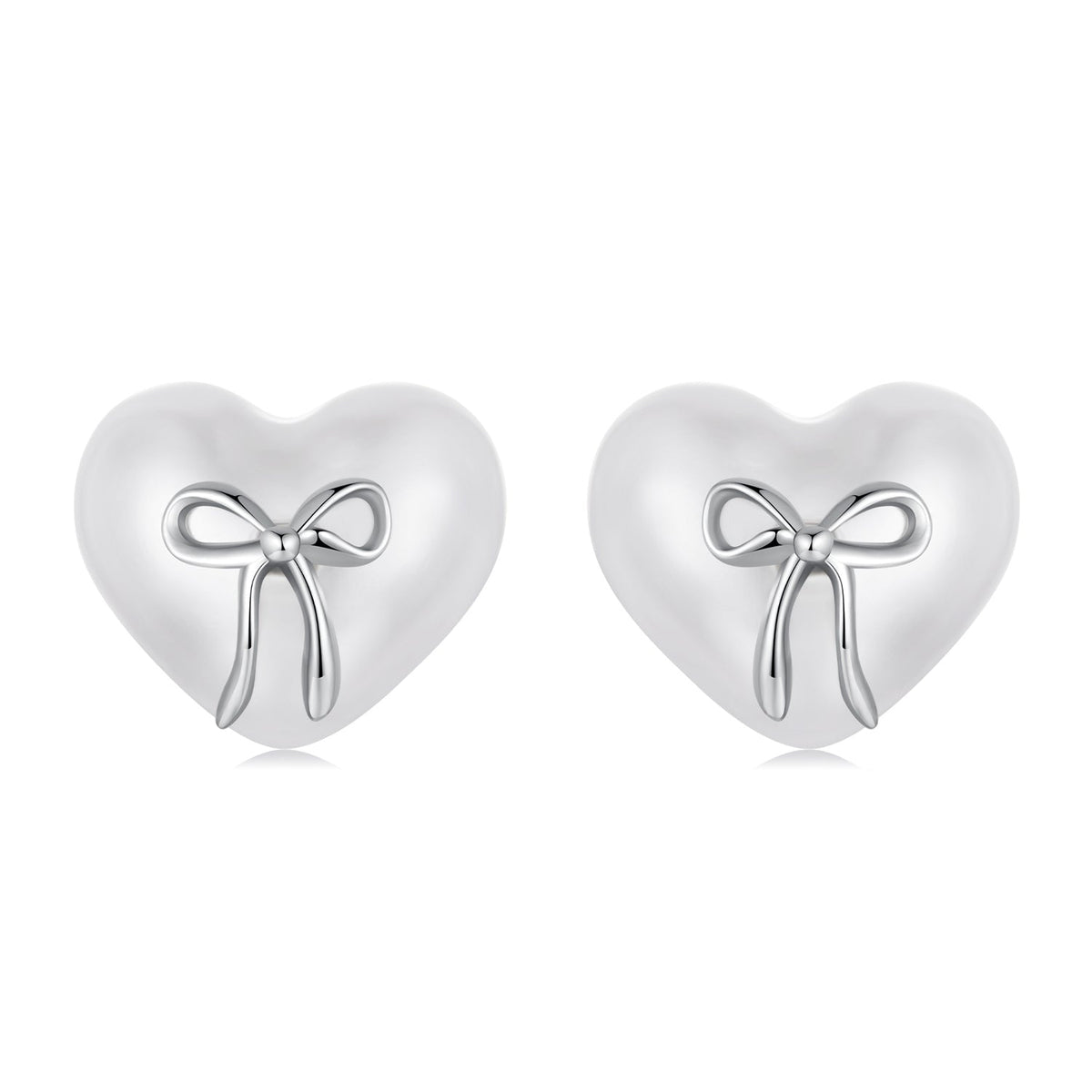 925 Sterling Silver Earrings with Quality Shell Pearl, Size 1*1.2cm for Women