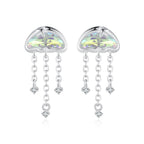 925 Sterling Silver Earrings with Pavé Setting CZ and Transparent Glass
