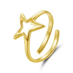 925 Sterling Silver Plated Gold 1.40cm Star Ring