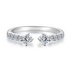 925 Sterling Silver White Gold Plated Size E Moissanite Pavé CZ Ring for Women