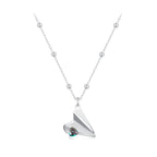 925 Sterling Silver Necklace with Transparent Glass, 18x15mm Pendant for Women