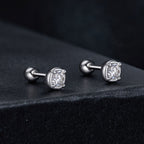 925 Sterling Silver 4mm Moissanite Earrings with Platinum Plating for Women