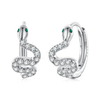 925 Sterling Silver Hoop Earrings with White Gold Plating and CZ Stones