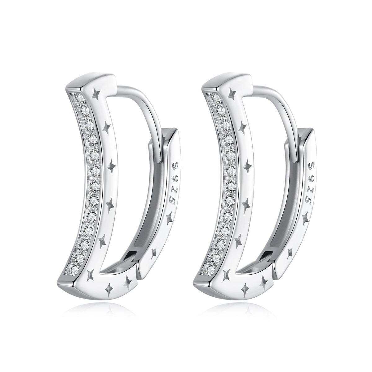 925 Sterling Silver Pave Setting CZ White Gold Plated Earrings for Women