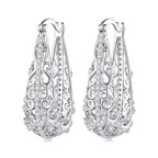 925 Sterling Silver Earrings with Pavé Set CZ, 2.5cm x 0.8cm, for Women