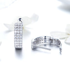 925 Sterling Silver Earrings with Pavé Setting CZ 1.3*0.4cm