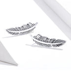 925 Sterling Silver Earrings - Oxidized Silver - 2.4cm x 0.7cm - Women