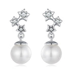 925 Sterling Silver Earrings with Quality Shell Pearl and CZ for Women