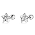 925 Sterling Silver Earrings with Pavé Setting CZ and Platinum Plating - 0.5cm for Women
