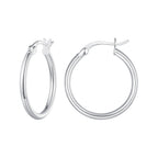 925 Sterling Silver Plated Platinum Earrings 24x2mm for Women