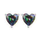 925 Sterling Silver Earrings 7mm Width with Transparent Glass for Women