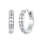 925 Silver White Gold Plated 1.4 x 0.3 cm Hoop Earrings for Women