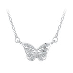 925 Sterling Silver Necklace with Pavé Setting CZ, Length 390+60mm, Pendant Size 8x15mm, for Women