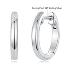 925 Sterling Silver White Gold Plated 1.4 x 0.2 cm Hoop Earrings for Women