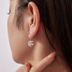 925 Sterling Silver Earrings with Pavé Setting CZ and White Gold Plating for Women