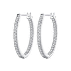 925 Sterling Silver Earrings with Pave Setting CZ in White Gold for Women