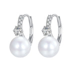 925 Sterling Silver Earrings with Quality Shell Pearl and CZ for Women