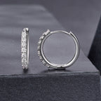 925 Sterling Silver Moissanite 0.03ct White Gold Plated Earrings 1.6cm for Women