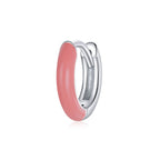 925 Sterling Silver Enamel Earrings 0.7cm for Women