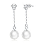 925 Sterling Silver Earrings with Pavé Setting CZ & Quality Shell Pearl