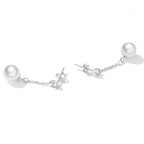 925 Sterling Silver Earrings with Pavé Setting CZ & Quality Shell Pearl