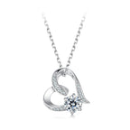 925 Sterling Silver Moissanite Necklace with Pendant and White Gold Plating for Women