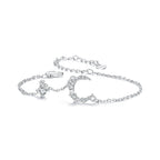 925 Sterling Silver CZ Bracelet with White Gold Plating, 150mm Length for Women