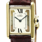 Cartier Tank Vermeil Gold Plated Leather Quartz Mens Watch — CR-590005