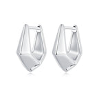 925 Sterling Silver White Gold Plated Earrings 14x6.5mm for Women