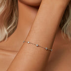 925 Sterling Silver 3mm Moissanite Bracelet for Women