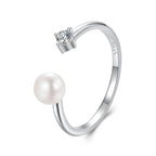 925 Sterling Silver Moissanite Quality Shell Pearl Ring for Women - Size E