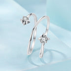 925 Sterling Silver Pavé Setting CZ Oxidized Ring for Women