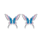 925 Sterling Silver White Gold Plated Enamel Earrings 9x10mm for Women