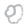 925 Sterling Silver White Gold Plated Moissanite Heart Size 6 Ring for Women