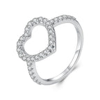 925 Sterling Silver White Gold Plated Moissanite Heart Size 6 Ring for Women