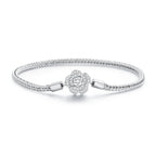 925 Sterling Silver Bracelet with Pavé Setting CZ, 17cm for Women
