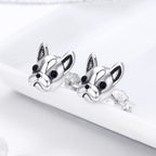 925 Sterling Silver Oxidized Enamel Earrings for Women 1*1cm