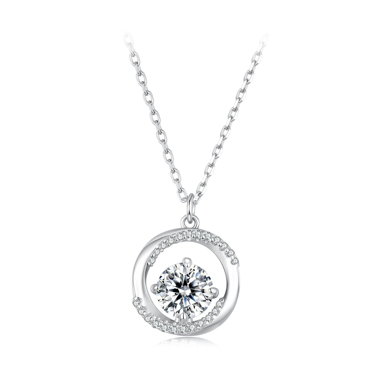 925 Sterling Silver Moissanite Necklace 40+5cm with CZ for Women