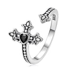 925 Sterling Silver Pavé Setting CZ Oxidized Silver Ring